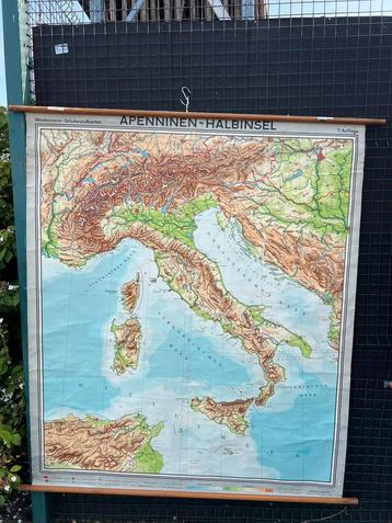 Italië landkaart schooldoek mancave vintage retro