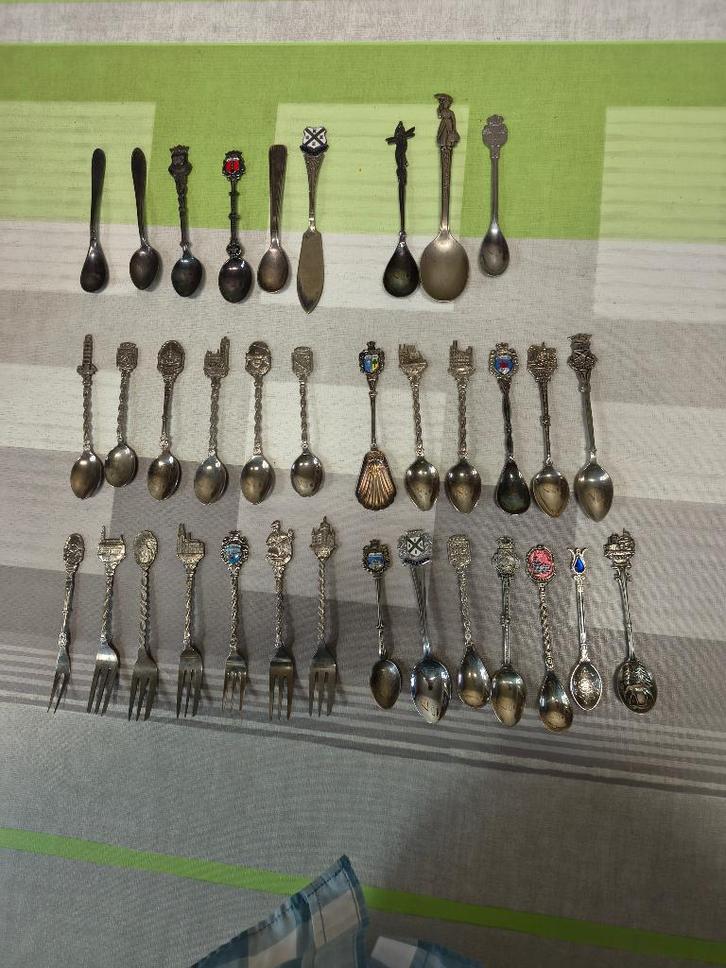 lot 35 verzilverde lepeltjes vorkjes koffielepel theelepel, Verzamelen, Porselein, Kristal en Bestek, Ophalen of Verzenden