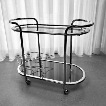 Vintage 70's bartafeltje met chroom en glas beschikbaar voor biedingen