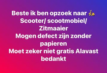 Op zoek naar scooter/scootmobiel/ zitmaaier   disponible aux enchères