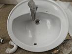 stenen wasbak met kraan 56 cm diameter, Ophalen, Gebruikt, Chroom, Wastafel