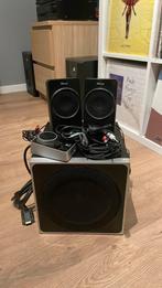Woofer + speakers en alle kabels, Computers en Software, Pc speakers, Ophalen, Zo goed als nieuw, Logitech