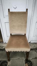 6 eiken stoelen met fluwelen zitting beige, Huis en Inrichting, Stoelen, Ophalen, Zo goed als nieuw