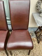 Eetkamerstoelen bruin leder, Huis en Inrichting, Stoelen, Ophalen, Gebruikt, Bruin, Rustiek