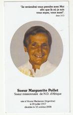 Soeur Marguerite POLLET Argentine Missionnaire Afrique 2008, Envoi, Image pieuse