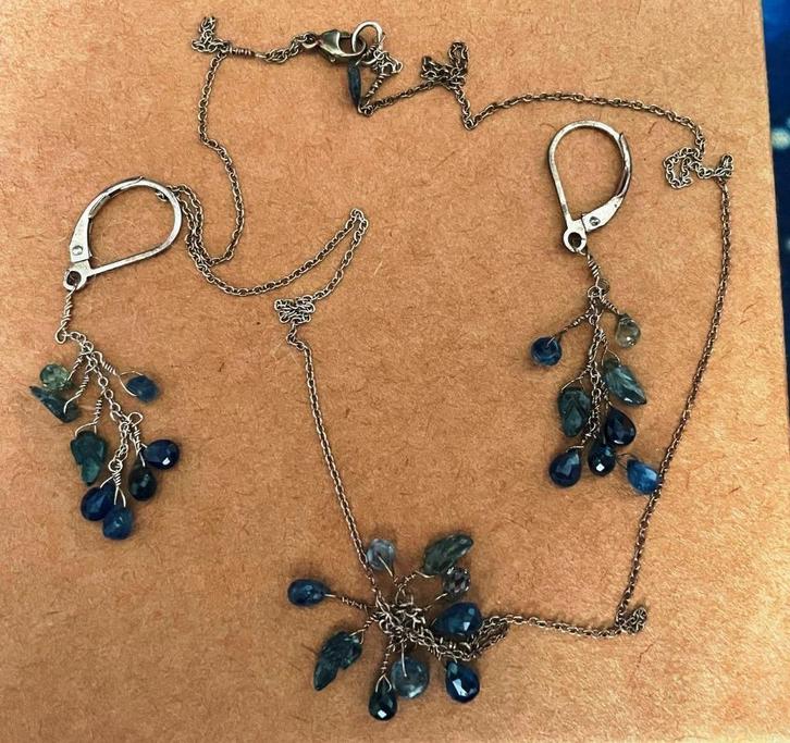 935 zilveren sieraden, oorbellen en hanger, Handtassen en Accessoires, Antieke sieraden, Hanger, Zilver, Ophalen