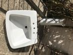 lavabo annés 60 sur colonne  porcelaine blanche, Doe-het-zelf en Bouw, Sanitair, Ophalen, Zo goed als nieuw, Wastafel