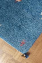 Handgeknoopte wollen karpet, jeansblauw, Huis en Inrichting, Stoffering | Tapijten en Vloerkleden, Ophalen, Zo goed als nieuw