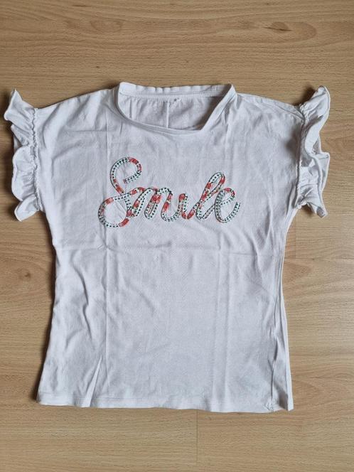 T-shirt blanc avec texte «Smile» - taille 152, Enfants & Bébés, Vêtements enfant | Taille 152, Utilisé, Fille, Chemise ou À manches longues