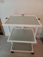 Roltafel op wieltjes met 3 niveaus, Huis en Inrichting, Tafels | Bijzettafels, Ophalen, Gebruikt, 55 tot 75 cm, Glas