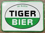 bordje Tiger Bier De Blieck Aalst 34,2 x 24,1 cm 1961, Panneau, Plaque ou Plaquette publicitaire, Autres marques, Enlèvement, Utilisé