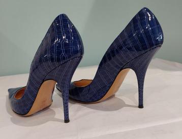 640C* Casadei - blauwe leren pumps met hoge hak (36,5) beschikbaar voor biedingen