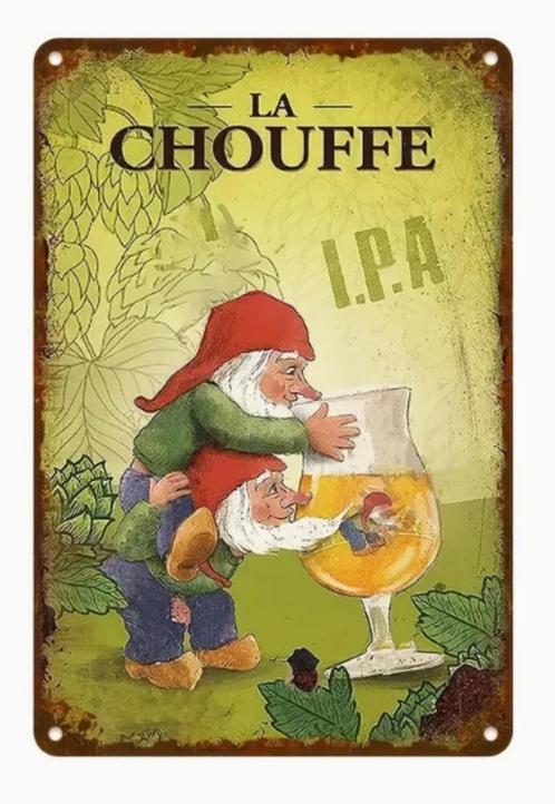 La Chouffe blikken decoratie plaat, Verzamelen, Merken en Reclamevoorwerpen, Zo goed als nieuw, Reclamebord, Ophalen of Verzenden