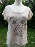 beige t-shirt uil in strass zwart + goud Nieuw TU, Vêtements | Femmes, T-shirts, Neuf, Manches courtes, Taille 38/40 (M), Enlèvement ou Envoi