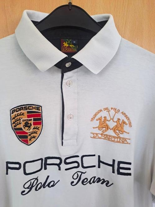 PORSCHE - embleempolo wit-zwart - Polo Team La Martina 2012, Kleding | Heren, Polo's, Zo goed als nieuw, Maat 48/50 (M), Wit, Ophalen of Verzenden