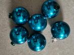 6 boules de Noël anciennes en verre bleu 6cm, Utilisé, Enlèvement ou Envoi