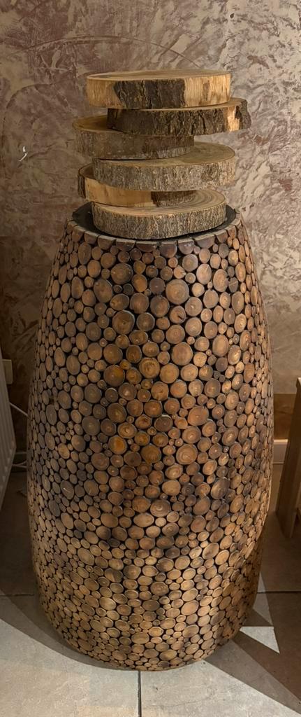 Grande décoration / colonne en bois naturel, Huis en Inrichting, Lampen | Vloerlampen, Zo goed als nieuw, Hout, Ophalen