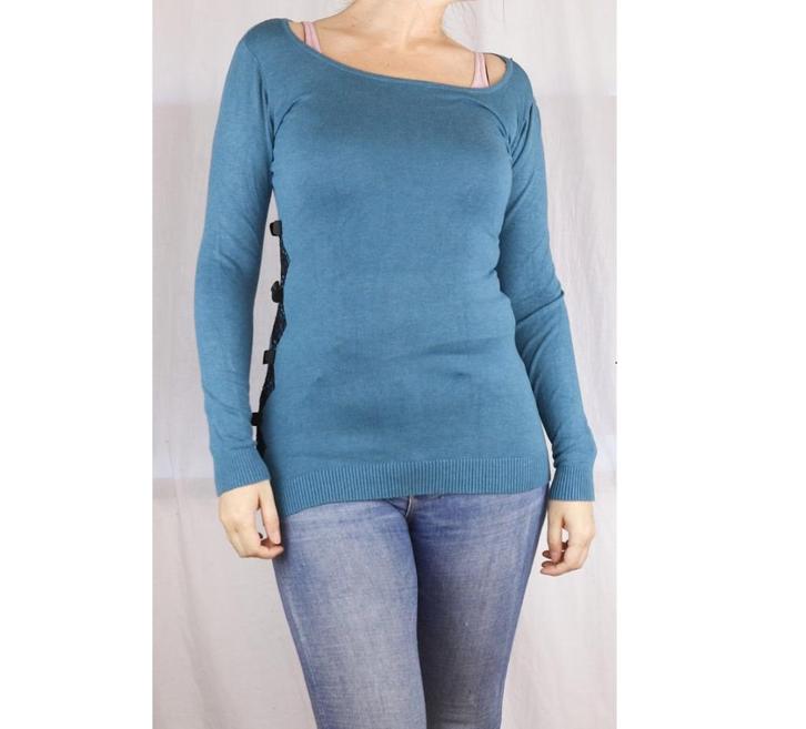 Lange petrolkleurige trui van Moggy's - Maat TU, Vêtements | Femmes, Pulls & Gilets, Bleu, Envoi