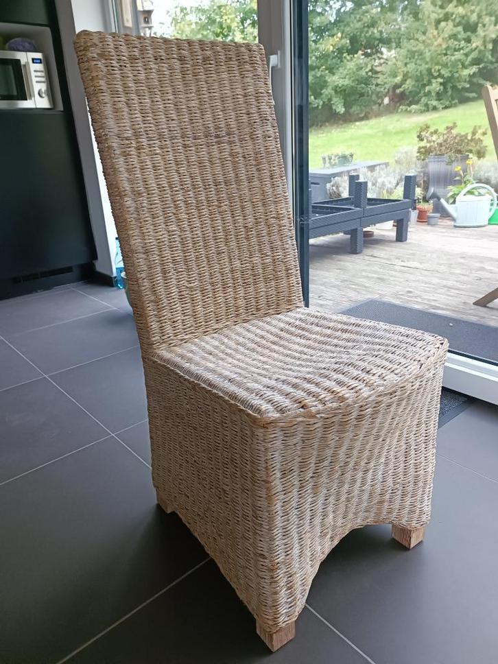 6 rieten stoelen - rotan, Huis en Inrichting, Stoelen, Zo goed als nieuw, Vijf, Zes of meer stoelen, Riet of Rotan, Overige kleuren
