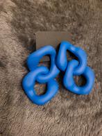 Nieuwe grote blauwe oorbellen met dubbele schakel, Handtassen en Accessoires, Oorbellen, Nieuw, Blauw, Ophalen of Verzenden