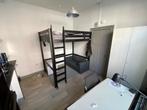 Grijze hoogslaper, Huis en Inrichting, Slaapkamer | Stapelbedden en Hoogslapers, Ophalen, Hoogslaper, 210 cm, Zo goed als nieuw