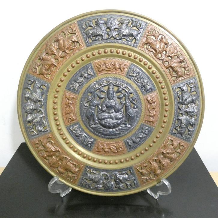 Tanjore artware - wandbord messing [1413], Antiek en Kunst, Antiek | Brons en Koper, Koper, Ophalen of Verzenden