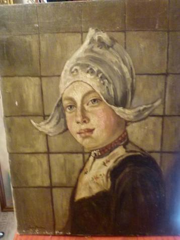 vintage portret op canvas NL  Tracht  Paul Becker beschikbaar voor biedingen