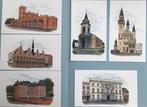 6 Aquarelprentkaarten van Aalst (180 mm x 105 mm), Verzamelen, Postkaarten | België, Oost-Vlaanderen, Ongelopen, Ophalen of Verzenden