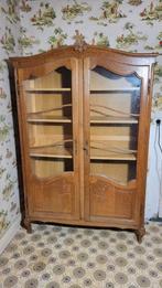 Antiek massief eikenhouten raam — Louis XV-stijl, 2 deuren, Huis en Inrichting, Kasten | Vitrinekasten, Ophalen, 100 tot 150 cm