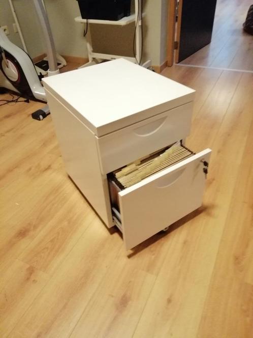 Wit metalen ladeblok op wielen met slot, Huis en Inrichting, Bureaus, Zo goed als nieuw, Bureau, Ophalen