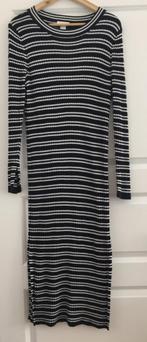 H&M - Lange jurk streep - zwart/wit - stretch - maat M, Maat 38/40 (M), H & M, Onder de knie, Zo goed als nieuw