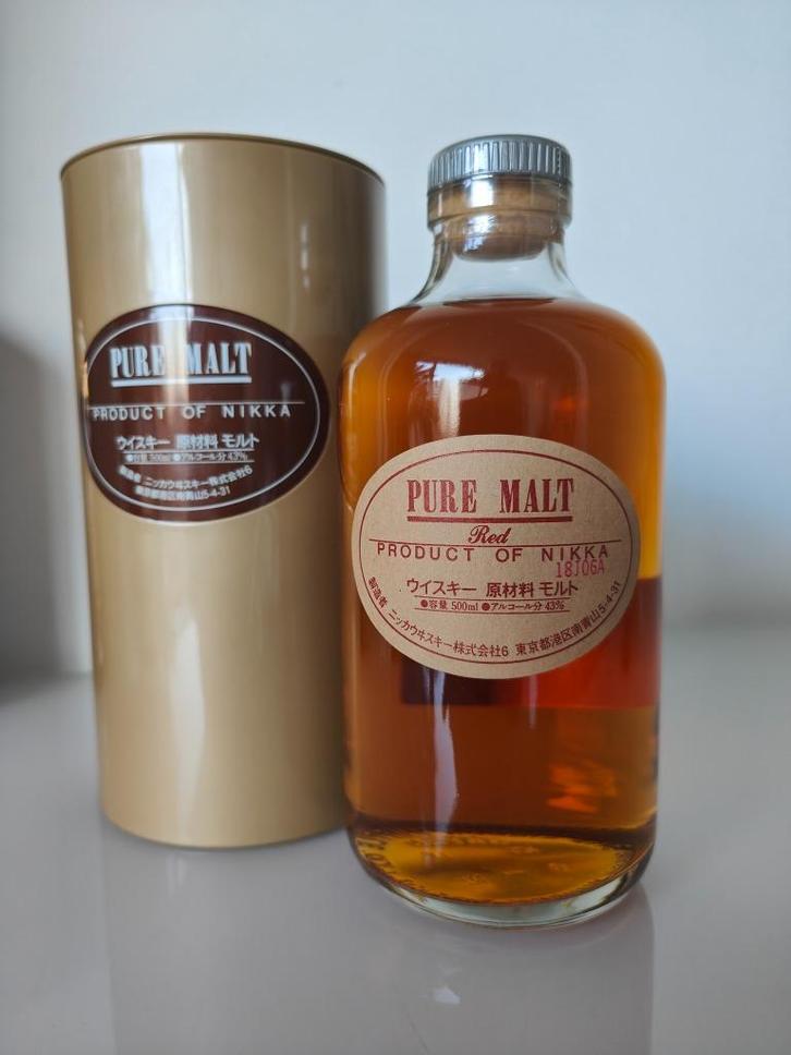 Nikka Pure Malt "Red" in Blik (Tin Can) 500ml 43%, Verzamelen, Wijnen, Nieuw, Overige typen, Overige gebieden, Vol, Ophalen of Verzenden
