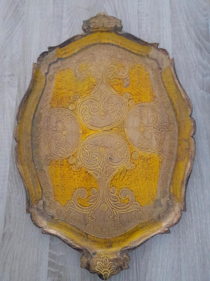 Oud dienblad, Huis en Inrichting, Woonaccessoires | Dienbladen, Gebruikt, Hout, Ovaal, Ophalen of Verzenden