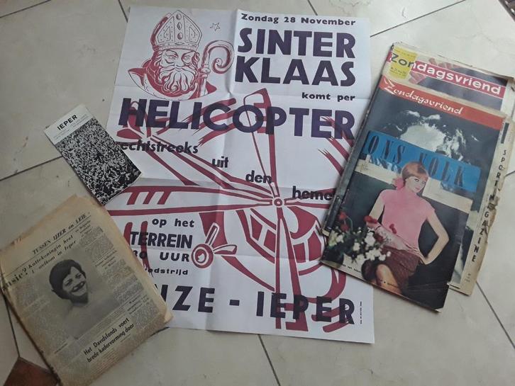 Affiche+5 originele lectuuritems over Ieper van 1955 - 1975, Boeken, Tijdschriften en Kranten, Ophalen of Verzenden