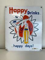 Ancienne enseigne publicitaire Happy Drinks 1961, Collections, Marques & Objets publicitaires, Utilisé, Enlèvement ou Envoi, Panneau publicitaire