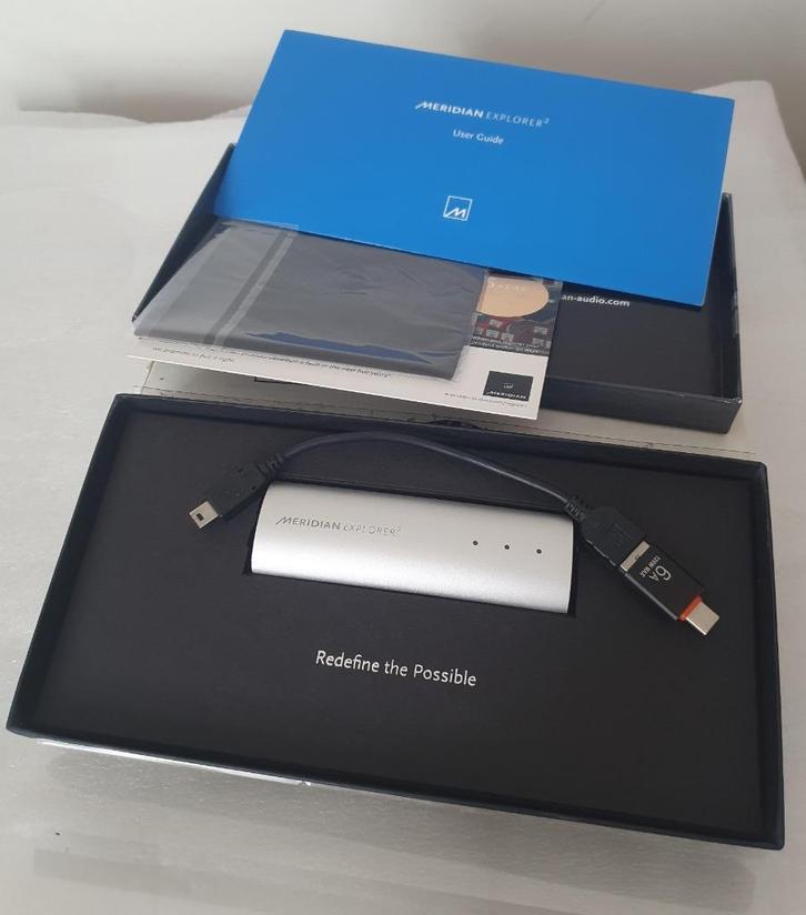 Meridian Explorer2 USB DAC zakdongle met hoge resolutie, Audio, Tv en Foto, Converters, Zo goed als nieuw, Verzenden