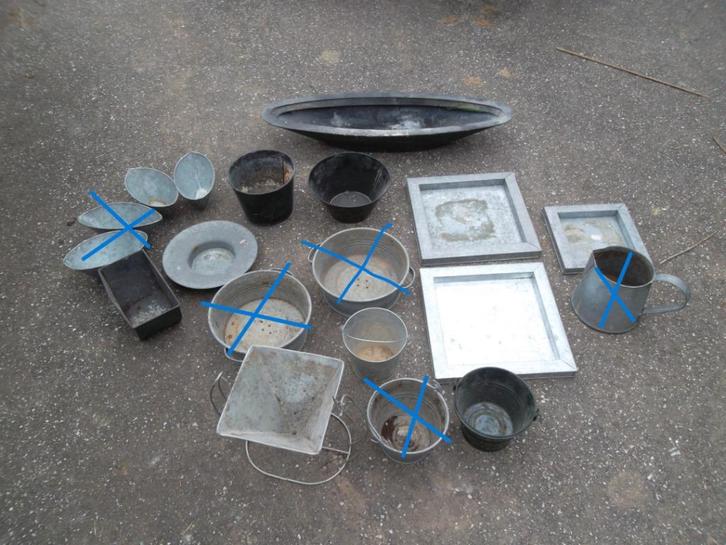 zinken bloempotten, Tuin en Terras, Bloembakken en Plantenbakken, Gebruikt, Metaal, Binnen, Balkon, Tuin, Ophalen of Verzenden