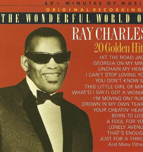 CD * RAY CHARLES - THE WONDERFUL WORLD OF - 20 GOLDEN HITS, Cd's en Dvd's, Cd's | R&B en Soul, Zo goed als nieuw, R&B, Voor 1960