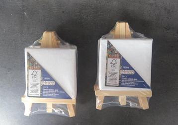 mini canvas en ezel om zelf te schilderen 2 stuks NIEUW beschikbaar voor biedingen