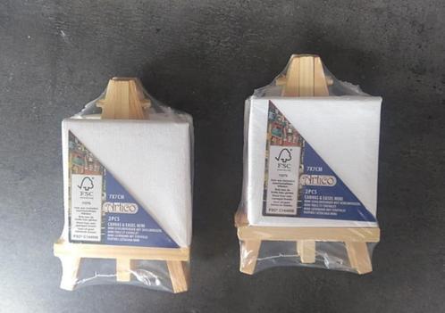 mini canvas en ezel om zelf te schilderen 2 stuks NIEUW, Hobby en Vrije tijd, Schilderen, Ophalen of Verzenden