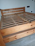 Dubbel bed in cottage stijl met lattenbodem, Huis en Inrichting, Slaapkamer | Bedden, Ophalen, Verstelbaar, Tweepersoons, Zo goed als nieuw
