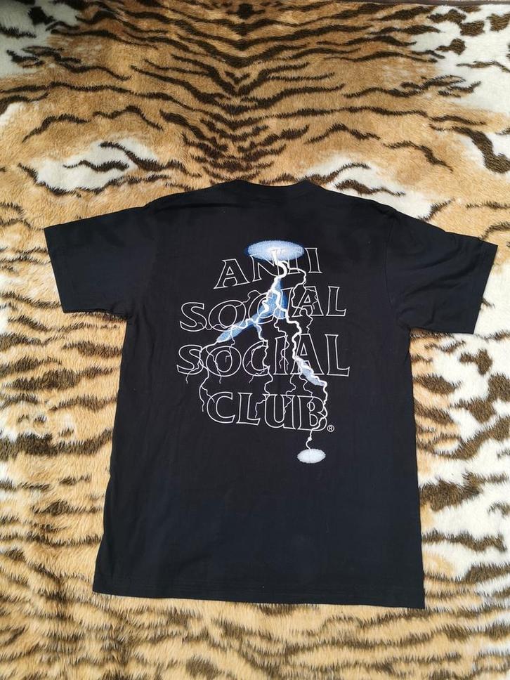 Anti Social Social Club Lightning Tee - Large, Kleding | Heren, T-shirts, Zo goed als nieuw, Maat 52/54 (L), Zwart, Ophalen of Verzenden