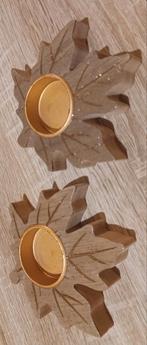 Theelichthouders, herfstbladeren, decoratief, Ophalen of Verzenden, Gebruikt