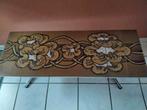 Vintage keramische salontafel & verchroomd metalen onderstel, Minder dan 50 cm, 100 tot 150 cm, Minder dan 50 cm, Rechthoekig