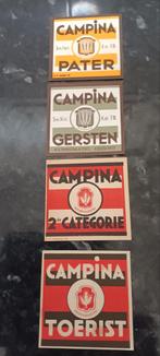 4 oude bieretiketten Campina te Dessel, Verzamelen, Ophalen of Verzenden, Zo goed als nieuw