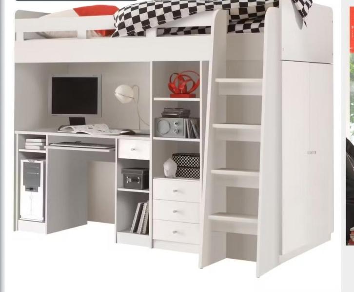 Hoogslaper met bureau en kast, Kinderen en Baby's, Kinderkamer | Stapelbedden en Hoogslapers, Zo goed als nieuw, Hoogslaper, Ophalen