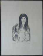 FRANS DILLE / NAAKTE VROUW / ZW-W ETS / 66x50cm / KADER SIG, Antiek en Kunst, Ophalen of Verzenden