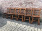 💚✅ 6 brutalist houten vintage design stoelen, Bruin, Hout, Ophalen
