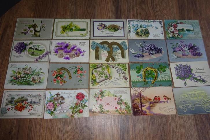 60 postkaarten fantasie relief - 60 cartes fantaisie gaufrée, Verzamelen, Postkaarten | Themakaarten, Ophalen of Verzenden