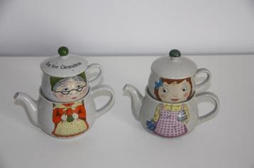 Vintage theeset theepot met mok moeder + oma * 2 stuks beschikbaar voor biedingen